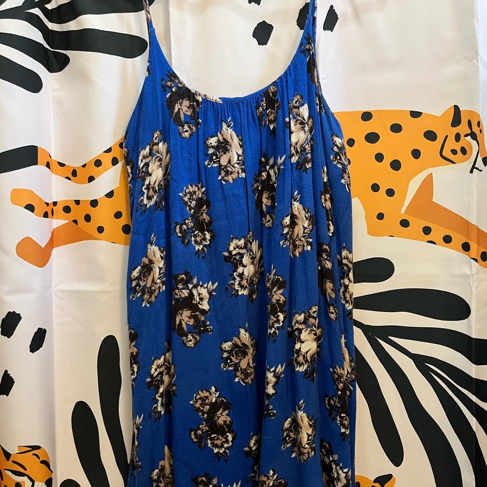 Floral Blue Sleeveless Dress